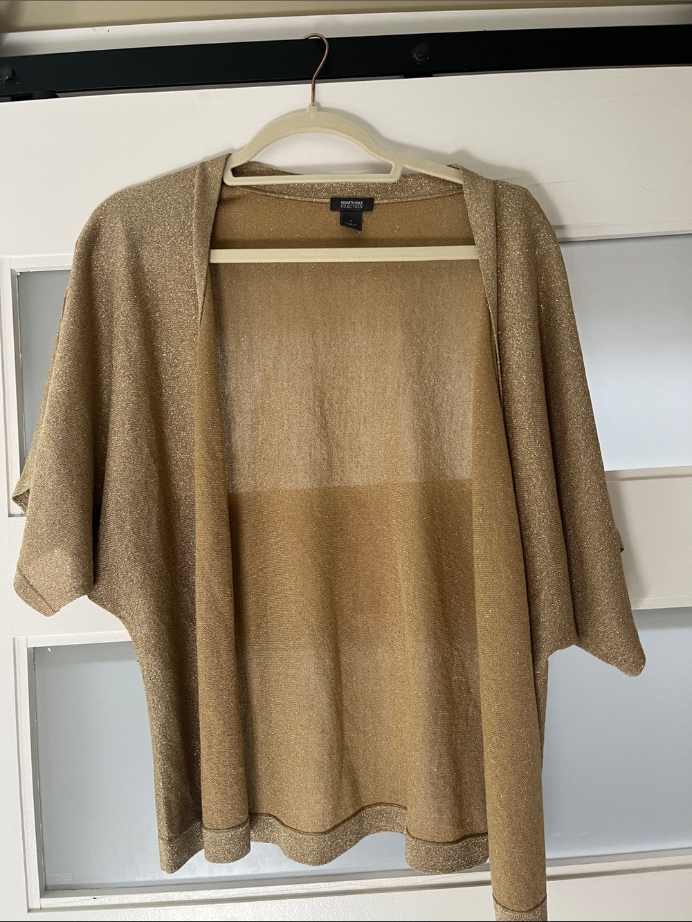 Kenneth Cole Reaction Gold Metallic Open-Front Poncho
